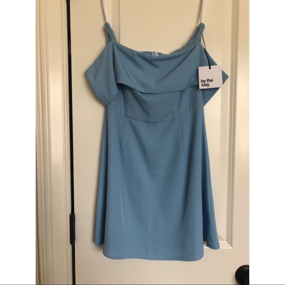 by the way. Blue Off-The-Shoulder Dress